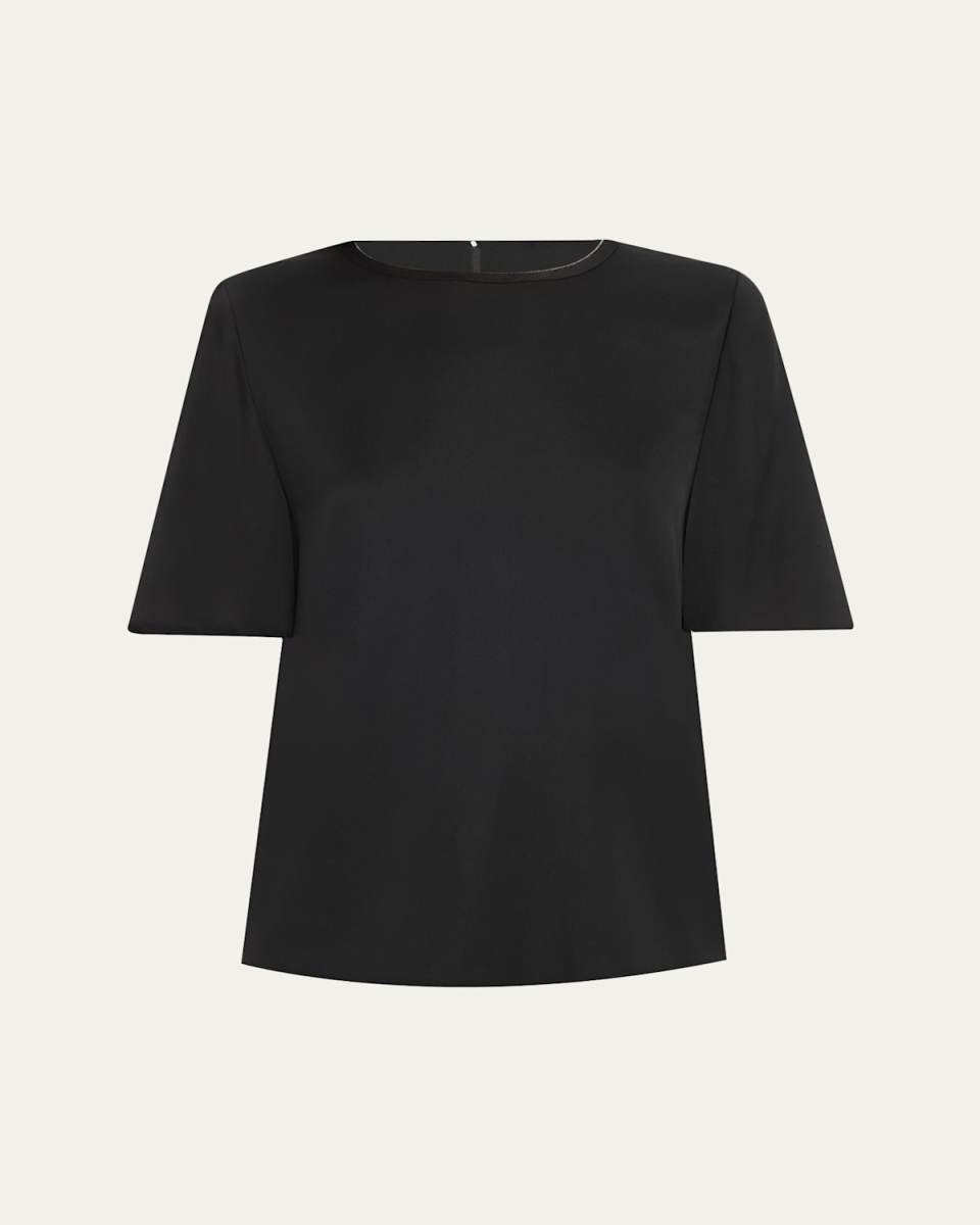 Sylvie Chain-Trim Crewneck Blous